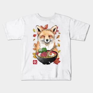 Fox, Leaves and Ramen Kids T-Shirt